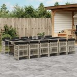 vidaXL Ensemble à manger de jardin et coussins 13 Pièces gris clair rotin