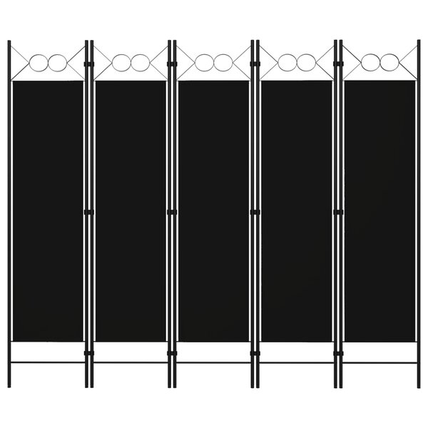 vidaXL Cloison de séparation 5 panneaux Noir 200x180 cm