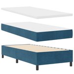 Lit Box Spring vidaXL avec Matelas & LED Bleu Foncé 90x190 cm Velours