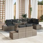 vidaXL Ensemble de canapé de jardin 9 pièces avec coussins gris en polyrotin