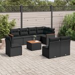 vidaXL Salon de jardin 9 Pièces avec coussins noir résine tressée