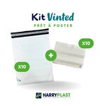 Kit colis Vinted - 10 enveloppes plastique N°5 (400x520 mm) + 10 pochettes porte-documents