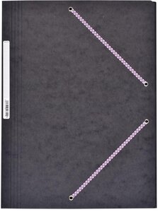 Chemise Carte Lustée 24 x 32 cm à rabats avec élastique et étiquette de dos Noir COUTAL