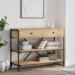 vidaXL Table console avec tiroirs et étagères chêne sonoma