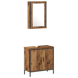 vidaXL Ensemble de meubles de salle de bain en 2 pièces Vieux bois