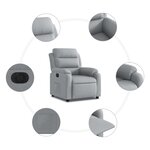 vidaXL Fauteuil inclinable électrique Gris clair Tissu