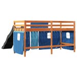 vidaXL Lit mezzanine enfants et rideaux bleu 90x200cm bois pin massif