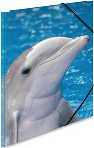 Chemise 3 rabats et élastique polypro pour A4 Motif Dauphin HERMA