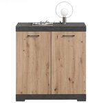FMD Commode avec 2 portes 80x34 9x89 9 cm gris et chêne artisanal
