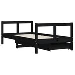 vidaXL Cadre de lit pour enfant tiroirs noir 80x160 cm bois pin massif