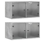 vidaXL Armoires murales et portes vitrées 2Pièces gris béton 68 5x37x35cm