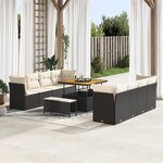 Ensemble de canapé de jardin vidaXL 11 pièces avec coussins noir poly rotin acacia