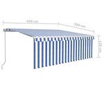 vidaXL Auvent manuel rétractable avec store et LED 4 5x3 m Bleu blanc