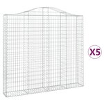 vidaXL Paniers à gabions arqués 5 Pièces 200x30x180/200 cm Fer galvanisé
