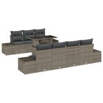 vidaXL ensemble de jardin 8 pièces avec coussins gris en poly rotin