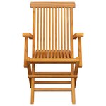 vidaXL Chaises de jardin et coussins à carreaux gris 3 Pièces Teck massif