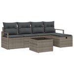 vidaXL Canapé de Jardin 6 Pièces avec Coussins Gris en Rattan Poly