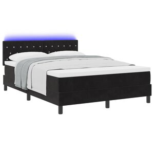 Box Spring VidaXL avec Matelas et LED Noir 140x200 cm Velours