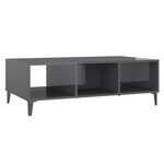 vidaXL Table basse gris brillant 103 5x60x35 cm bois d'ingénierie