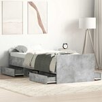 vidaXL Cadre de lit sans matelas gris béton 90x190 cm
