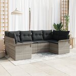 Ensemble de canapé de jardin 6 pièces avec coussins gris clair en poly rotin