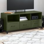 vidaXL Meuble TV vert olive 100 5x39x43 5 cm acier laminé à froid