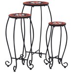vidaXL Tables mosaïque 3 Pièces Terre cuite et blanc Céramique