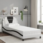 vidaXL Cadre de lit sans matelas blanc et noir 80x200 cm similicuir