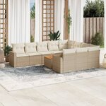 vidaXL Salon de jardin 11 Pièces avec coussins beige résine tressée