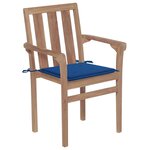 vidaXL Chaises de jardin lot de 2 et coussins bleu royal Bois de teck