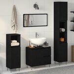 vidaXL Set de meubles de salle de bain en chêne noir - 3 pièces en bois d'ingénierie