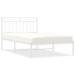 vidaXL Cadre de lit métal avec tête de lit blanc 107x203 cm