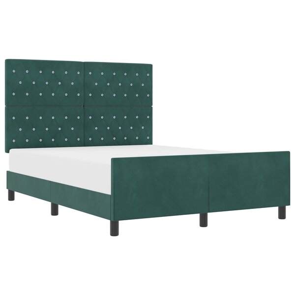 Cadre de lit en velours vert foncé vidaXL 140x200 cm