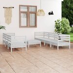 vidaXL Salon de jardin 8 Pièces Blanc Bois de pin massif