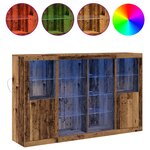 Buffet vidaXL avec Lumières LED Vieux Bois 163x37x100 cm Bois d'ingénierie
