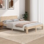 vidaXL Cadre de lit bois massif 135x190 cm double