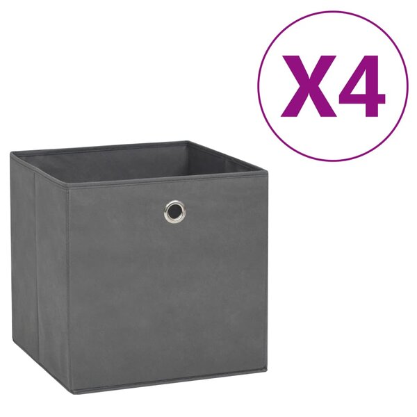 vidaXL Boîtes de rangement 4 Pièces Tissu intissé 28x28x28 cm Gris