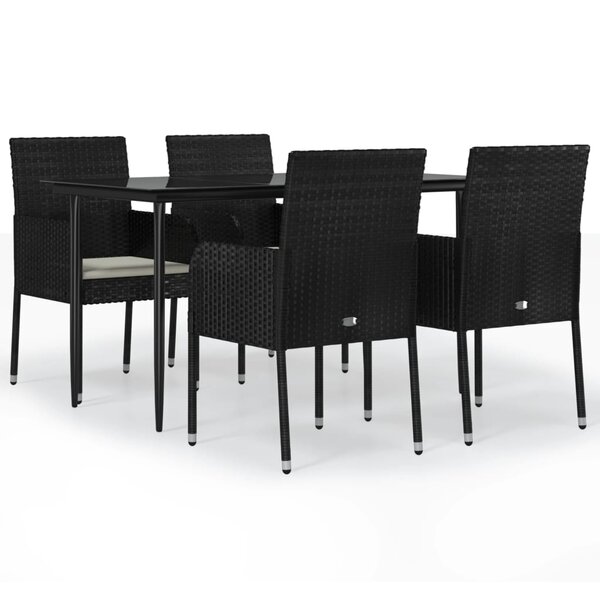 vidaXL Ensemble à manger de jardin coussins 5Pièces Noir Résine tressée