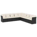 vidaXL Salon de jardin 9 Pièces avec coussins noir résine tressée