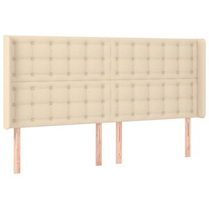 vidaXL Tête de lit avec oreilles Crème 163x16x118/128 cm Tissu
