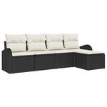 Ensemble de canapé de jardin vidaXL 5 pièces avec coussins Noir Poly Rotin