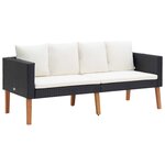 vidaXL Salon de jardin 4 Pièces avec coussins Résine tressée Noir