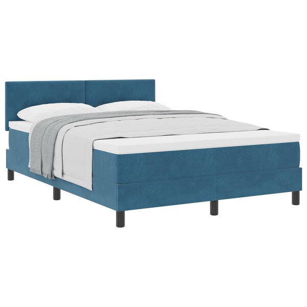 Lit Box Spring vidaXL avec Matelas Bleu Foncé 140x200 cm Velours