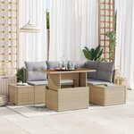 vidaXL Ensemble de salle à manger de jardin 5 pièces avec coussins - Poly Rattan Beige Acacia