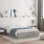 vidaXL Cadre de lit avec tiroirs sans matelas sonoma gris 135x190 cm