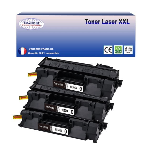 T3AZUR - Lot de 2 Toners compatibles avec Canon 719A pour Canon MF-411DW  MF-416DW  MF-418X  MF-419X Noir - 2 300p
