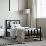 vidaXL Cadre de lit métal sans matelas avec pied de lit noir 80x200 cm