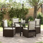 vidaXL 5 Pièces Set de Dîner de Jardin en Poly Rattan Marron