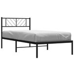 vidaXL Cadre de lit métal sans matelas avec tête de lit noir 100x200cm