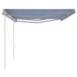 vidaXL Auvent automatique rétractable et poteaux 6x3 5 m Bleu et blanc